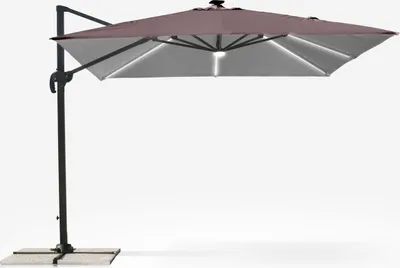 Image de Parasol Parapluie à bras réglable avec lumière solaire LED 3x3m Paradise Brown Light