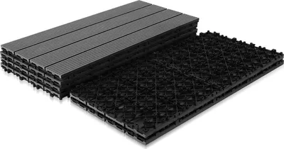 Produktbild von Jayseuw Terrassenfliesen Balkon, WPC Fliesen Wasserfilterbar Terrassen Garten, Anthrazit 30x60cm 12 Stück