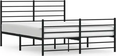 Produktbild von Bettgestell mit Kopf- und Fußteil Metall Schwarz 140x200 cm