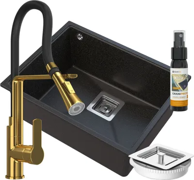 Produktbild von Granitan - Granitspüle - Küchenspüle - 55 cm - Gold - Unterbau - Spülbecken - NAPO
