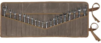 Productafbeelding van Gereedschapshouder van gewaxt zeildoek, bruin, met 24 vakken, 85x35 cm