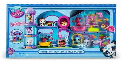 Obrázok produktu pre Hracia sada so 4 figúrkami Pet Shop a viac ako 20 doplnkami – BANDAI – Littlest Pet Shop – Deluxe Pet Shop House