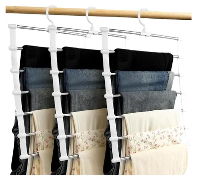 Produktbild von Hosenbügel, 3er-Pack Kleiderbügel Hosen Platzsparend, Faltbare Hosen Kleiderbügel, platzsparend im Kleiderschrank, geeignet für Hosen, Laken, Handtücher, Schals, Krawatten und Gürtel