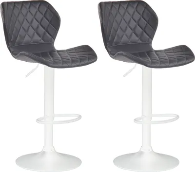 Produktbild von CLP 2er Set Barhocker Cork Kunstleder höhenverstellbar und 360 Grad drehbar schwarz Gestell Farbe weiß