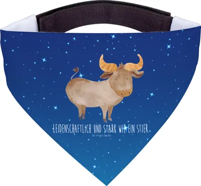 Produktbild von Mr. & Mrs. Panda Tuch für Hunde Sternzeichen Stier - Sternenhimmel Blau - Geschenk, Geburtstag Mai, Ochse, Hund Halstuch, Rind, April