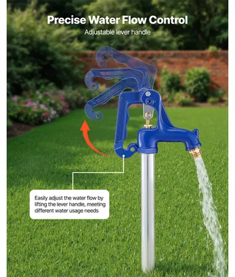 Zdjęcie produktu dla SucceBuy Odporny na mróz hydrant ogrodowy, 1895 mm, zewnętrzny kran z głębokością zakopania 1219,2 mm, przyłączem rurowym G 3/4 cala i złączką wężową, bezołowiowy hydrant do nawadniania ogrodu i podwórka