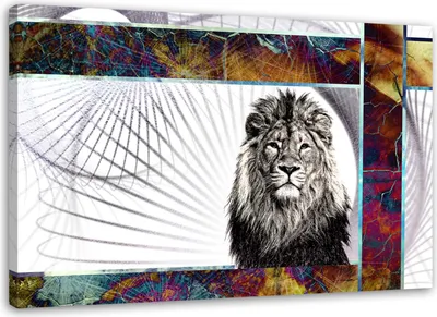 Produktbild von Leinwandbild löwe abstrakte farbe 90x60 cm Feeby farbe wandbild bereit zum aufhängen