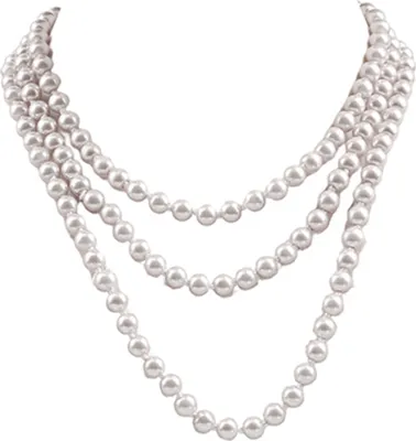 Produktbild von Kunstperlen-Halskette. Charmante, schlanke Glas-Cluster-lange Halskette mit künstlichen Perlen zum Jahrestag-Weiß
