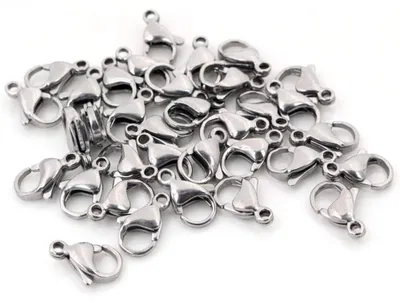 100 Karabinerverschlüsse 12 mm Silber, Edelstahl, Schmuckzubehör DIY