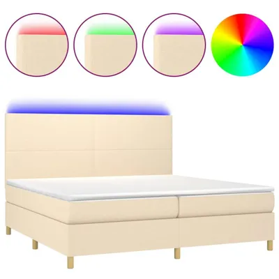 Produktbild von Boxspringbett mit Matratze & LED Creme 200x200 cm Stoff