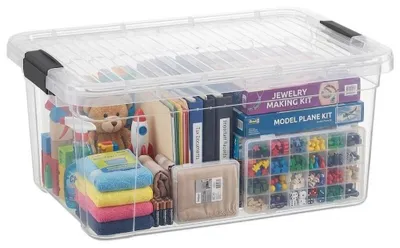 Productafbeelding van Transparante opbergbox met deksel - Stapelbare plastic container - Organisatie voor thuis, kantoor en school - 20 liter