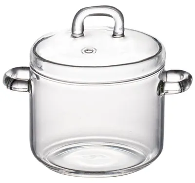 Produktbild von 700ml Glas Kochtopf mit Deckel und Doppelgriff für Suppe und Eier, für Herd, Mikrowelle, Küche, Babynahrung