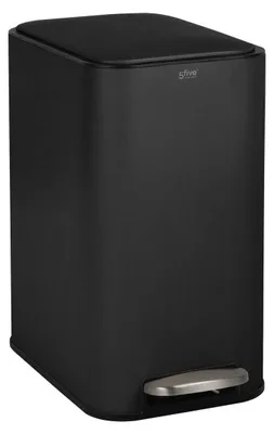 Produktbild von Schlanker, rechteckiger treteimer „delta“, 20 l, schwarz - 5 five simply smart