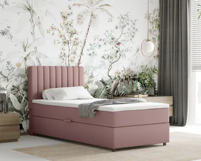 Produktbild von Boxspringbett 90x200 EVEREST, mit Topper, mit Bettkästen,  Einzelbett, Rosa, Panda Möbel
