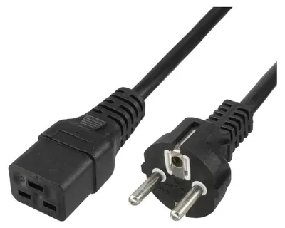 Imagen del producto de Cable de alimentación Hamlet, conector Schuko de 90°, VDE C13, 16A, 250V, 1,8 metros