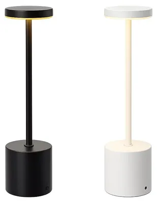 Produktbild von LED Tischlampe Akku Metall USB-C Lampe kabellos modern 34cm