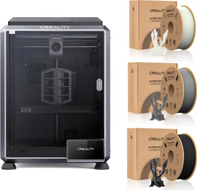Image de Imprimante 3D Creality K1C, avec 3kg de filaments Creality Hyper PLA--(Blanc+Noir+Gris)