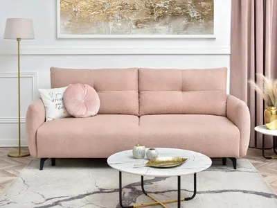 Zdjęcie produktu dla Sofa rozkładana MIGDALIA - pudrowy róż / czarny