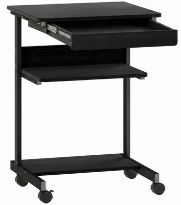 Produktbild von Roll-Schreibtisch mit Schublade und Regalen, 4 Räder, kompakt, Spanplatte, Metall