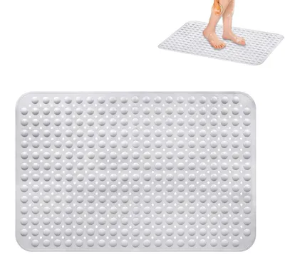 Produktbild von Duschmatte rutschfest 60 x 90 cm Weiß mit Saugnäpfen und Ablauflöchern