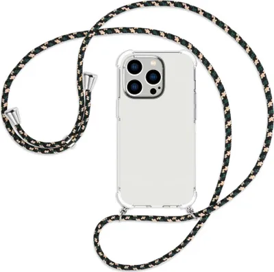 Produktbild von Handykette Backcover-Schutzhülle mit Band (Metall silberfarben) für Apple iPhone 14 Pro (6.1'') - camouflage