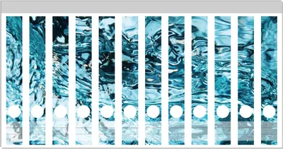 Produktbild von Wallario Ordnerrücken Sticker, selbstklebend für schmale Ordner, 12 Stück, Motiv Frisches blaues Wasser in Aufruhr