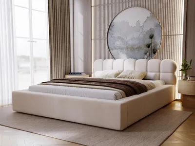 Produktbild von GrainGold Polsterbett Plaza 140x200 cm - Bett 140x200, Polsterbett mit Bettkasten und Lattenrost - Beige (Komodo 11)