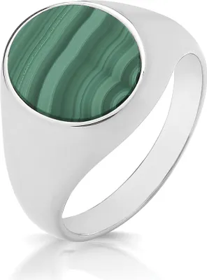 Produktbild von Modischer 925 Sterling Silber Damen - Monarchenring / Siegelring mit Malachit, 59 (18.8); TRS33117RSR