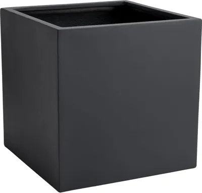 Image de VIVANNO Jardinière en fibre de verre BLOCK cube, anthracite mat - 50x50x50 cm