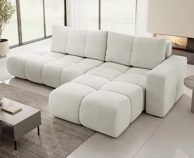 Produktbild von AX LIVING Ecksofa mit Schlaffunktion Hosio 288 cm breit in stilvollem Cremefarbton Rechts