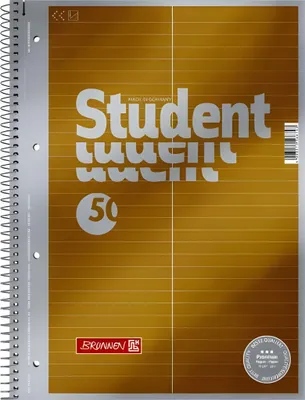 Produktbild von Brunnen Notizblock / Collegeblock Student Premium Vokabellineatur, 4-fach-gelocht (Veredeltes DeckBlatt mit Metallic-Effekt, A4, 90 g/m², 50 Blatt)