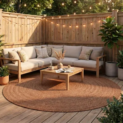 Image de Volero - Tapis rond d'intérieur et d'extérieur - Bali Terra - Ø 100 cm