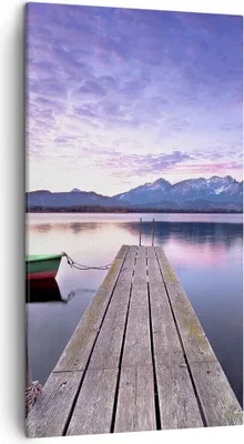 Produktbild von Bild auf Leinwand - Leinwandbild - See Berge Wasser - 45x80cm - Wand Bild - Wanddeko - Wandbilder - Leinwanddruck - Bilder - Kunstdruck - Wanddekoration - Leinwand bilder - Wandkunst - PA45x80-3671