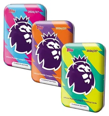 Produktbild von Topps Premier League Flagship Mega Tin Set 2026/27 – alle 3 Designs