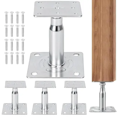 Image de Support de poteau réglable - Hauteur 100 à 150 mm - Acier galvanisé à chaud - Lot de 4 pièces