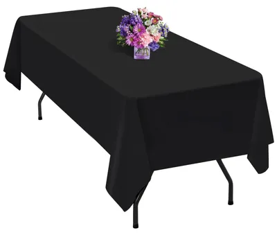 Obrázek produktu pro Černá polyesterová ubrus, rozměry 100 x 140 cm, odolná proti pomačkání a pratelná, ideální pro oslavy