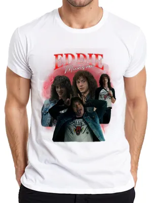 Produktbild von Eddie Munson Hellfire Club Stranger Metal Geschenk Vintage Serie Herren T-Shirt, Weiß, M