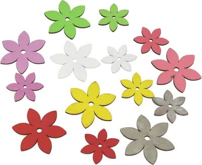 Produktbild von Deko-Blumen aus Holz bunt 14 Stück