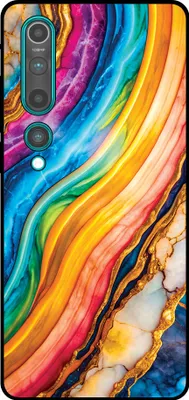 Produktbild von Smartphonica Handyhülle geeignet für Xiaomi Mi 10 / 10 Pro mit Regenbogen Gold Marmor Print - TPU Backcover Case Regenbogen Gold Marmor Design