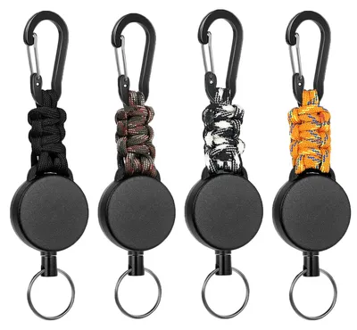 Produktbild von Ausziehbarer Schlüsselring, ausziehbare Kordel mit 60 cm langem, ausziehbarem Stahlseil, ausziehbarer Schlüsselring mit Karabinerhaken