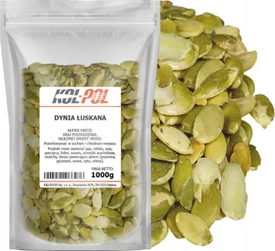 Zdjęcie produktu dla PESTKI DYNI 1kg Łuskane naturalne świeże Dynia łuskana jakość Kol-Pol