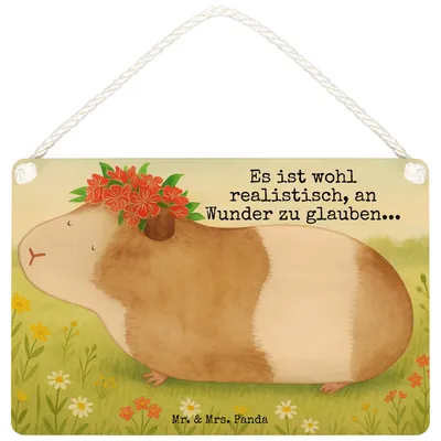 Produktbild von Mr. & Mrs. Panda wandtafel Meerschweinchen Weisheit Design DIN A5 - Weiß - Geschenk, Realität, Spruch, kleine aufmerksamkeit, Wandbild Holz, Holzschild, Türschild, Wunder