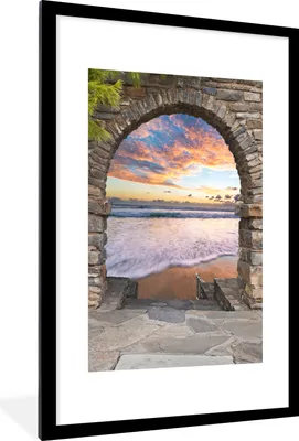 Produktbild von MuchoWow® Gerahmtes Poster Abend - Meer - Strand - Aussicht 60x90 cm - Poster mit Schwarzem Bilderrahmen Wandposter Rahmen Foto Bilder - Dekoration - Wandposter Wohnzimmer - Hochwertig