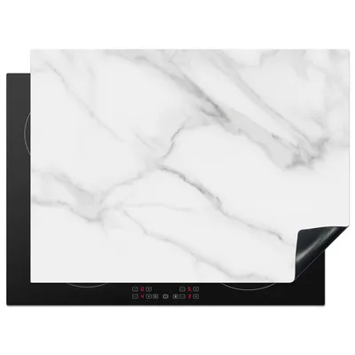 Obrázok produktu pre KitchenYeah® Kryt varnej dosky mramor - štruktúrovaný - biely - sivý - kameň - mramorový vzhľad, 71x52cm, kuchynská dekorácia, keramický kryt varnej dosky, kryt varnej dosky