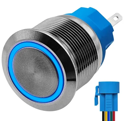 Produktbild von ProRide Metall-Impulsschalter 12 V - 22 mm - Blaues LED-Licht