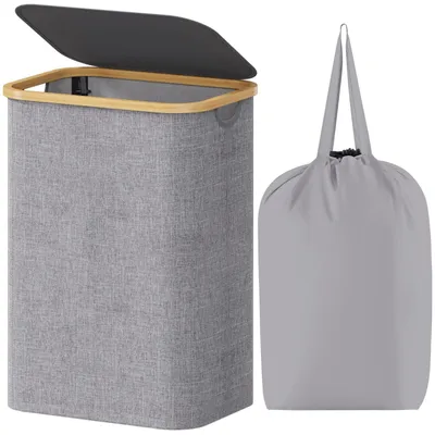 Image de Panier à linge de 80 litres avec couvercle et sac amovible