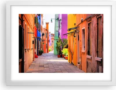 Produktbild von Gerahmtes Poster - Weißer Rahmen - Sommer Straße Haus - 40x30 cm - Wand Bild - Wanddeko - Wandbilder - Kunstposter - Wandposter - Bilderrahmen - Bilder - Kunstdruck - Wandbild - P2WAA40x30-3583