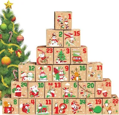 Produktbild von Famanu Adventskalender zum Selbstgestalten mit Boxen und Aufklebern - 24 Stück