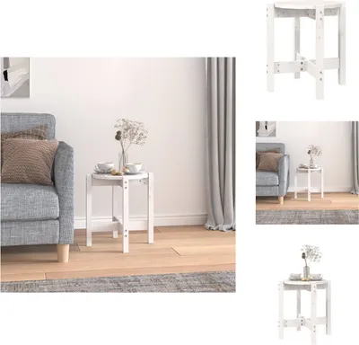 Produktbild von vidaXL Couchtisch Weiß Ø 42,5x45 cm Massivholz Kiefer -  Couchtische