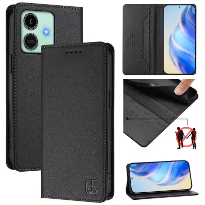 Image de Etui en cuir pour Honor Play10, étui à rabat avec fentes pour cartes, portefeuille et support Noir